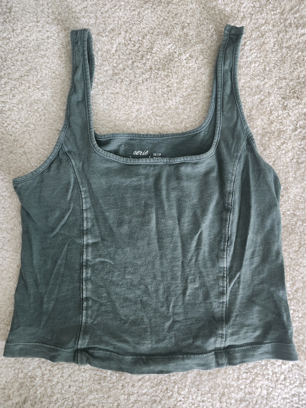 Aerie Sage Green Square Neck Tank Top